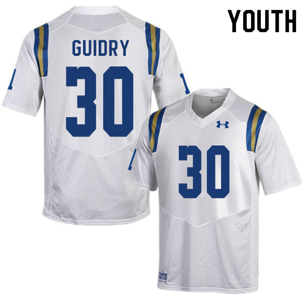 Youth #30 Elisha Guidry UCLA Bruins College Football Jerseys Sale-White - Click Image to Close
